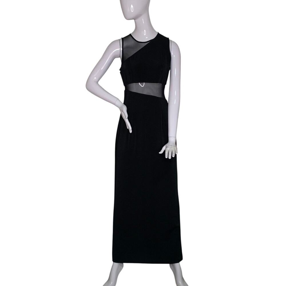 Blondie and Me Vintage Sleeveless Maxi Dress Size11/12 Black See Thru Panels
